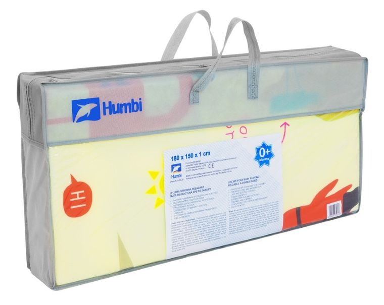 Humbi, dwustronna składana mata edukacyjna z pianki, Londyn, autobus, uliczki, miasto, 150-180-1 cm