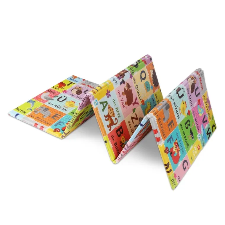 Humbi, mata edukacyjna 2w1 z pianki XPE, alfabet: wersja niemiecka, 120-180 cm