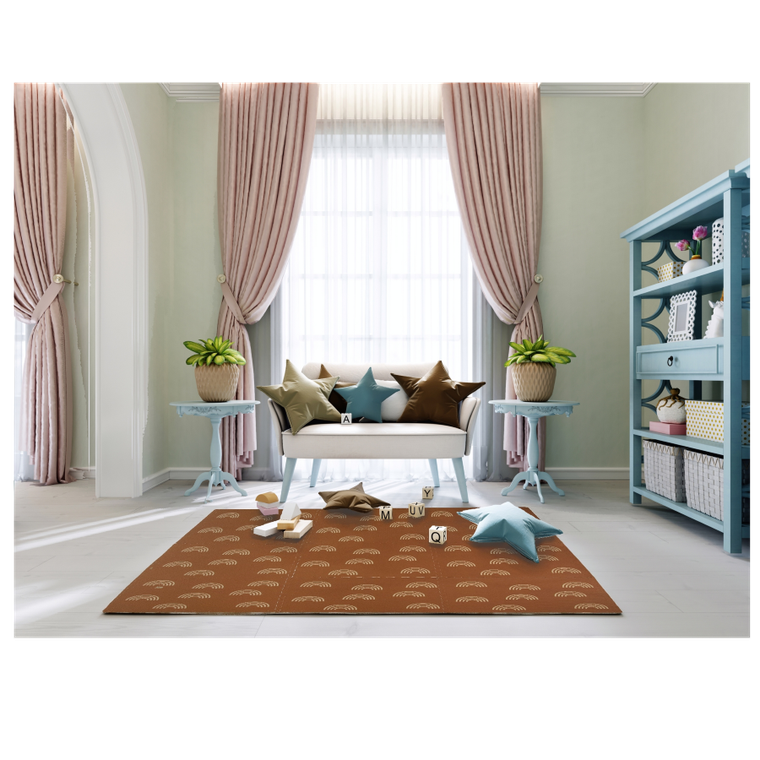 Humbi, mata piankowa, puzzle piankowe, brązowe łuki, 60-60 cm, 9 szt.