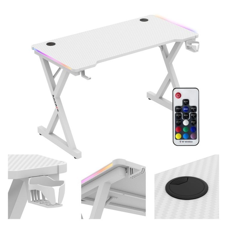 Huzaro, Hero 2.3, biurko gamingowe, białe, RGB, 120 cm