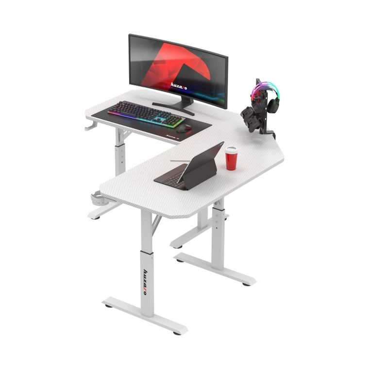 Huzaro, Hero 7.3 White, biurko gamingowe z regulacją wysokości