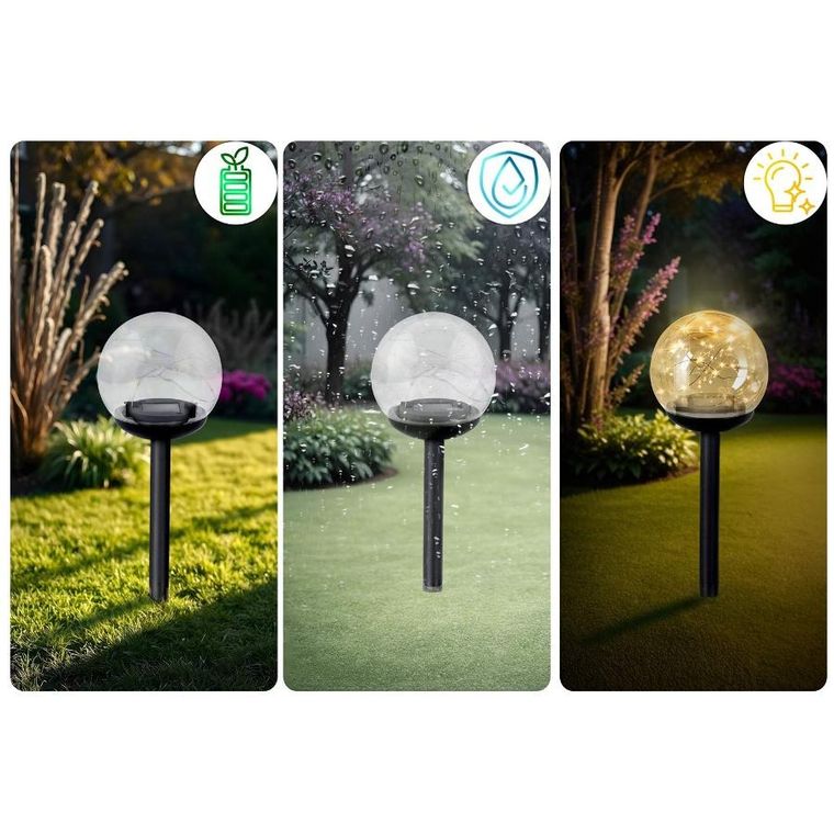 Ilumen, lampka solarna, przeźroczysta, kula, 4 szt.