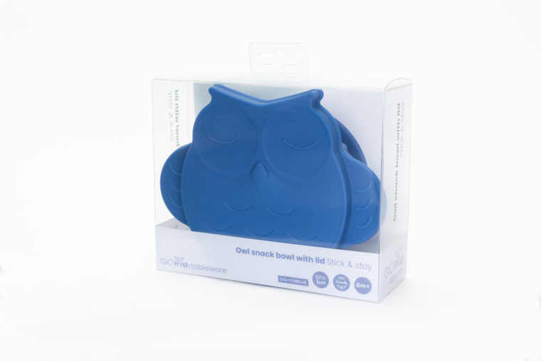InnoGIO, GIOfresh, Sówka, silikonowa miseczka z pokrywką, niebieska