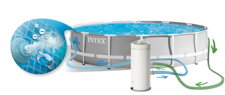 Intex, basen ogrodowy stelażowy, zestaw 12w1, 457-107 cm