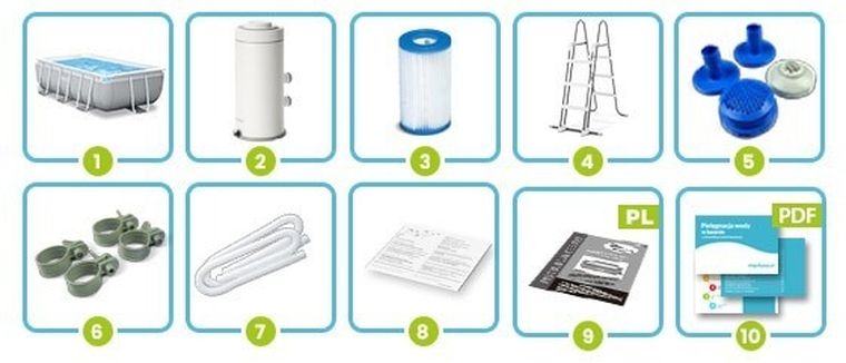 Intex, basen ogrodowy stelażowy, zestaw 4w1, 400-200-100 cm