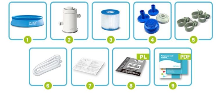 Intex, basen rozporowy z pompą filtrującą i akcesoriami, okrągły, 244-61 cm