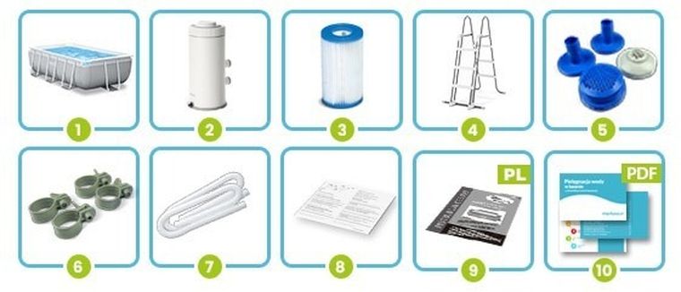 Intex, basen stelażowy, 400-200-122 cm, zestaw 10w1