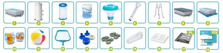 Intex, basen stelażowy, 400-200-122 cm, zestaw 18w1