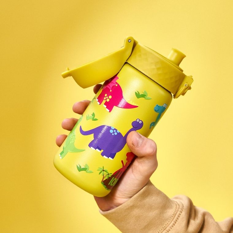 ION8, Dinozaury, bidon termiczny z ustnikiem, próżniowy, żółty, 320 ml