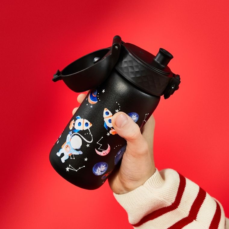 ION8, Kosmos, bidon z ustnikiem ze stali nierdzewnej, czarny, 400 ml