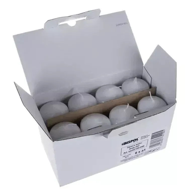 Iso Trade, świeca walec biała, zestaw, 8 szt.