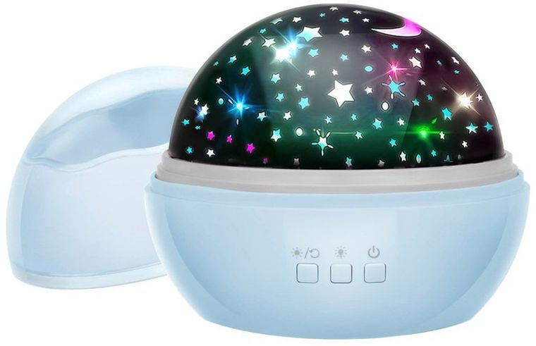 Izoxis, lampka nocna z projektorem, niebieska