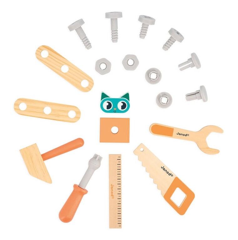 Janod, Brico ‘Kids, ciężarówka do składania, drewniany pojazd do ciągnięcia