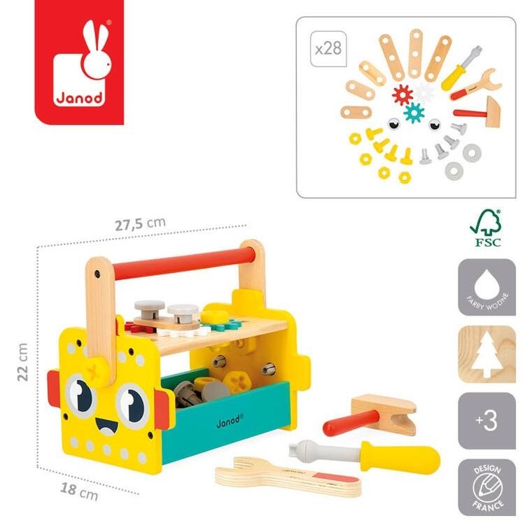 Janod, Brico'Kids, skrzynka z narzędziami, robot