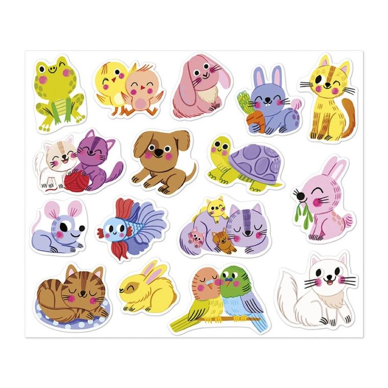 Janod, duże naklejki, domowe pupile, 100 szt.