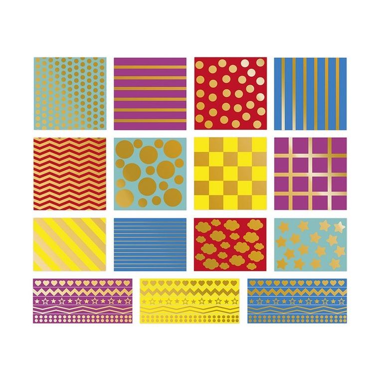 Janod, Figury geometryczne, duże naklejki na arkuszach, 150 szt.