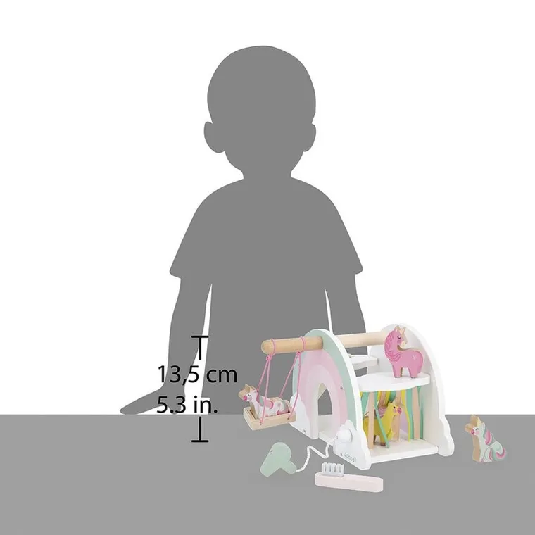 Janod, Jednorożce, drewaniany domek jednorożców z 5 akcesoriami