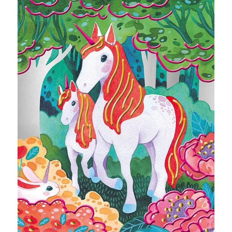 Janod, Jednorożce, malowanie farbami perłowymi i 3D, zestaw kreatywny