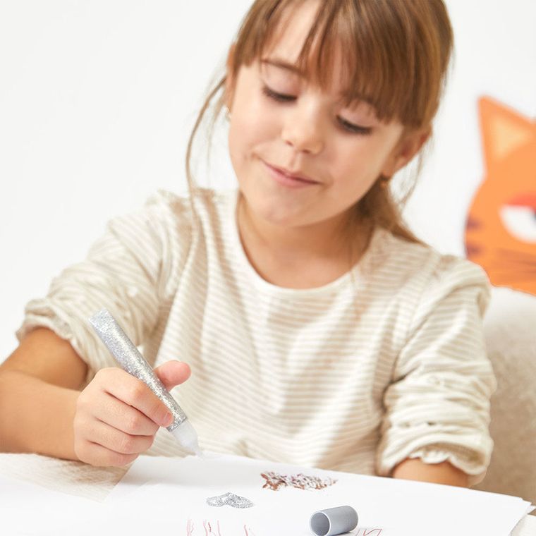 Janod, klej z brokatem, w tubkach, 9 kolorów