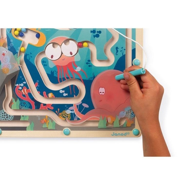 Janod, Magnetyczny Labirynt, Ocean, zabawka drewniana