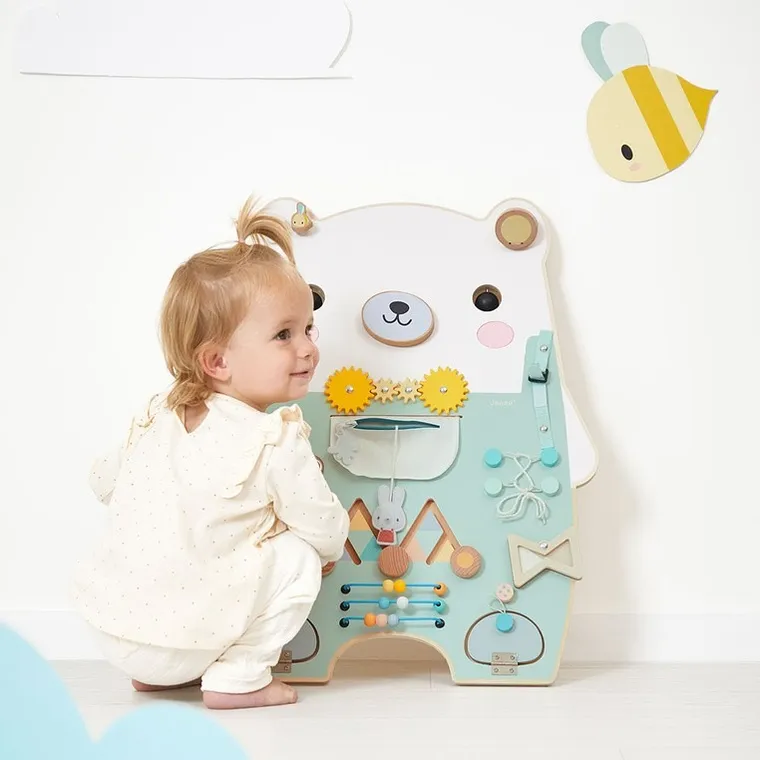 Janod, Miś Pure, drewniana tablica manipulacyjna, 20 aktywności