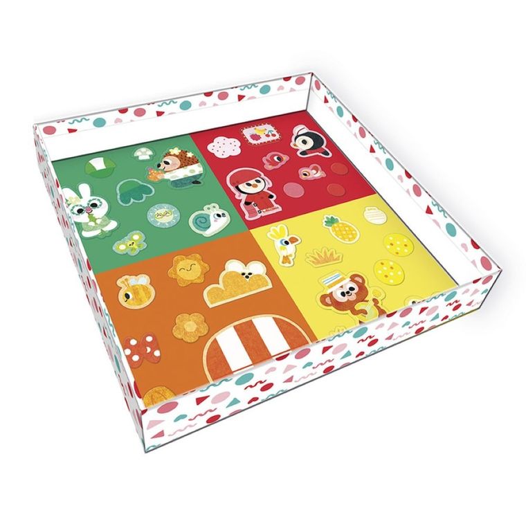 Janod, My arts & crafts, zestaw kreatywny, naklejki z filcu i magiczny pisak