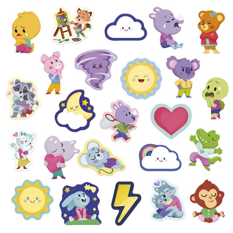 Janod, naklejki, emocje, 100 szt.