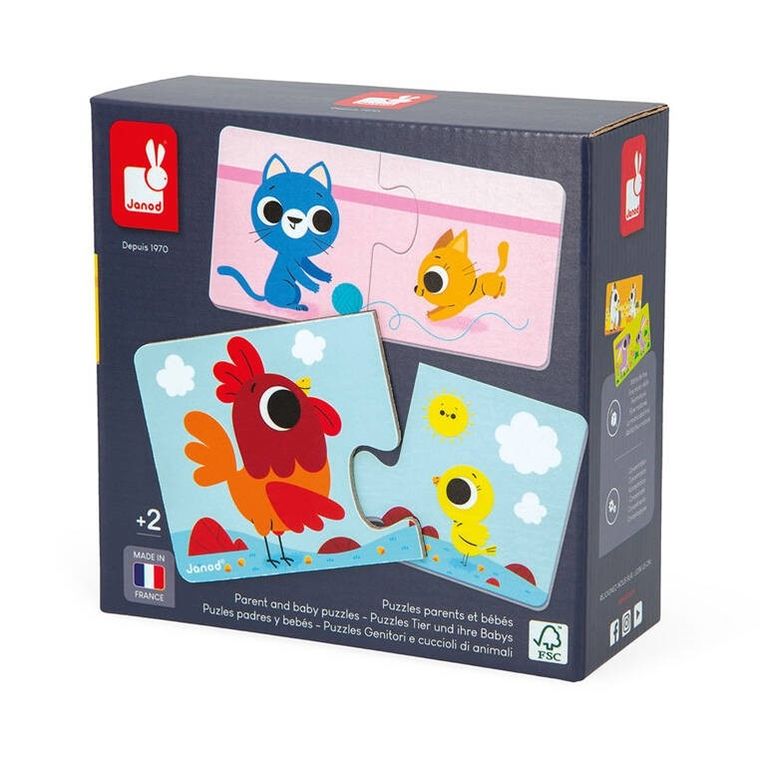 Janod, Pierwsze puzzle do pary, Zwierzęta i ich dzieci, 24 elementy