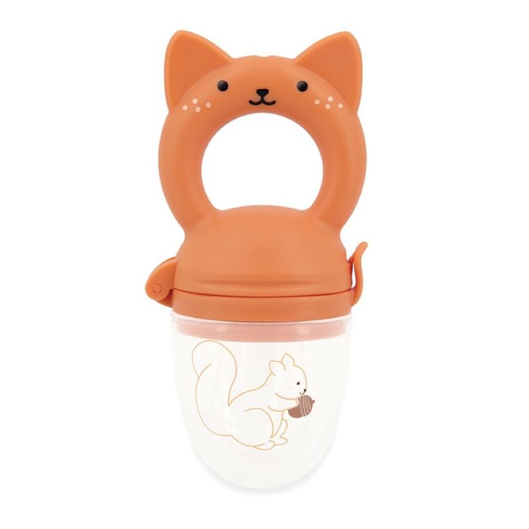 Kaloo, Grignoti, Wiewiórka, zestaw prezentowy 2w1, gryzak, smoczek do owoców + śliniak