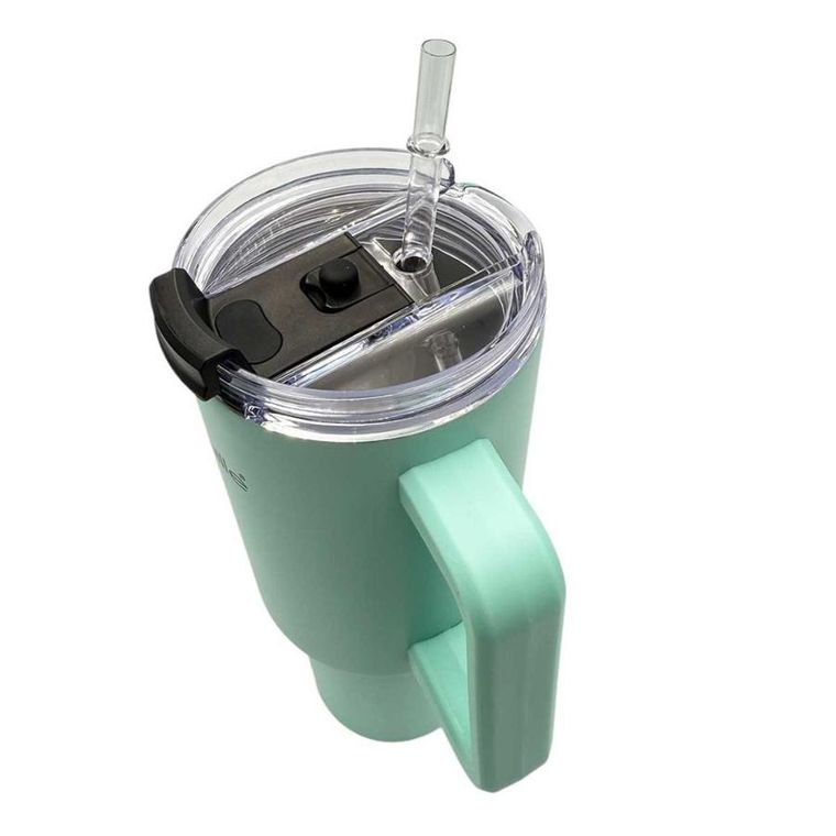 Kamille, stalowy kubek termiczny, termos, 1200 ml, z rączką i słomką