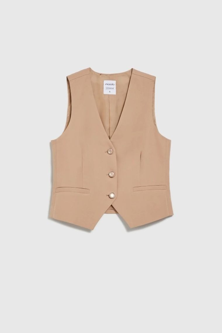Kamizelka damska, brązowa, Moodo