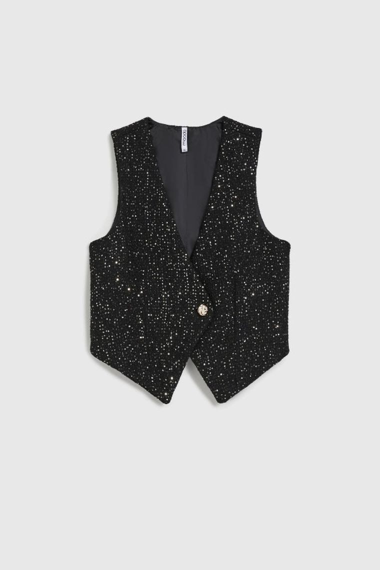 Kamizelka damska, czarna, Moodo