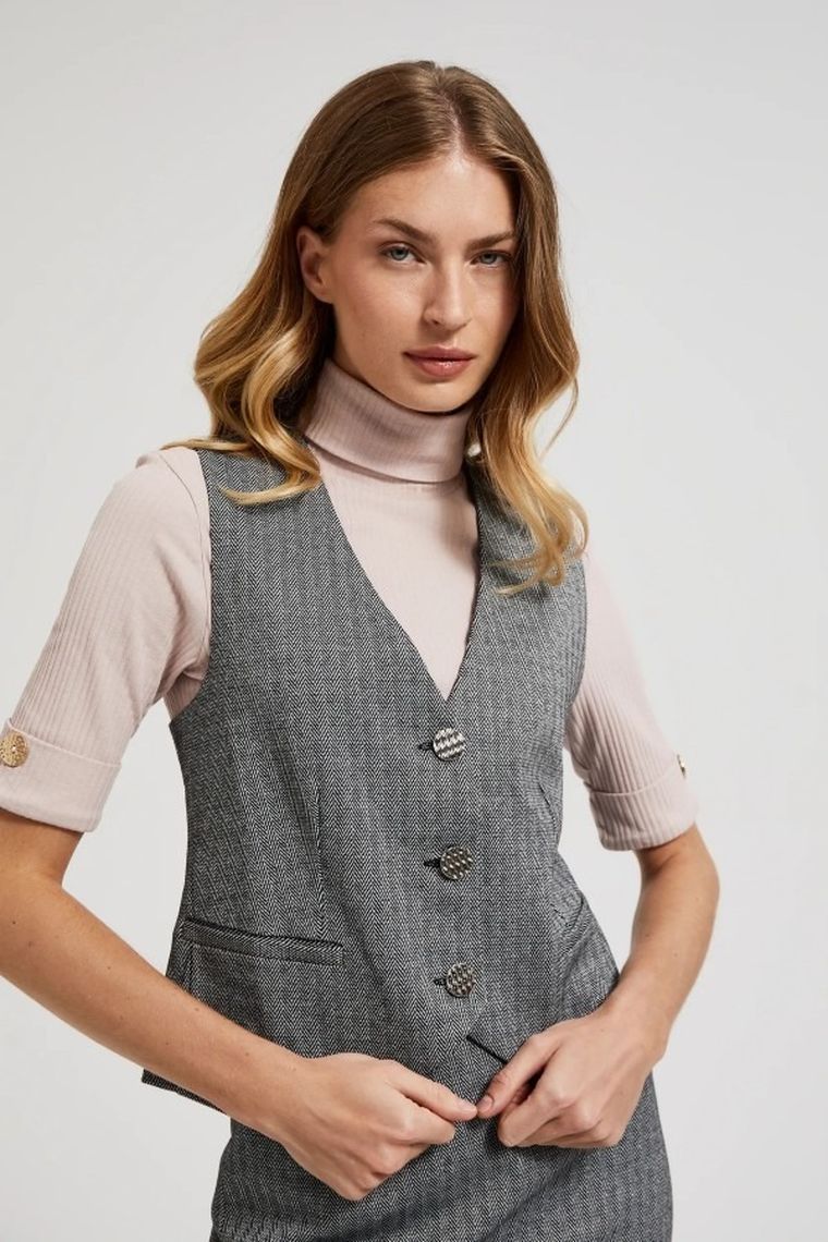 Kamizelka damska, szara, Moodo