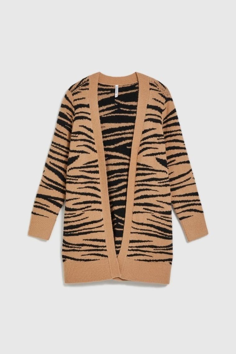 Kardigan damski, beżowy, Moodo
