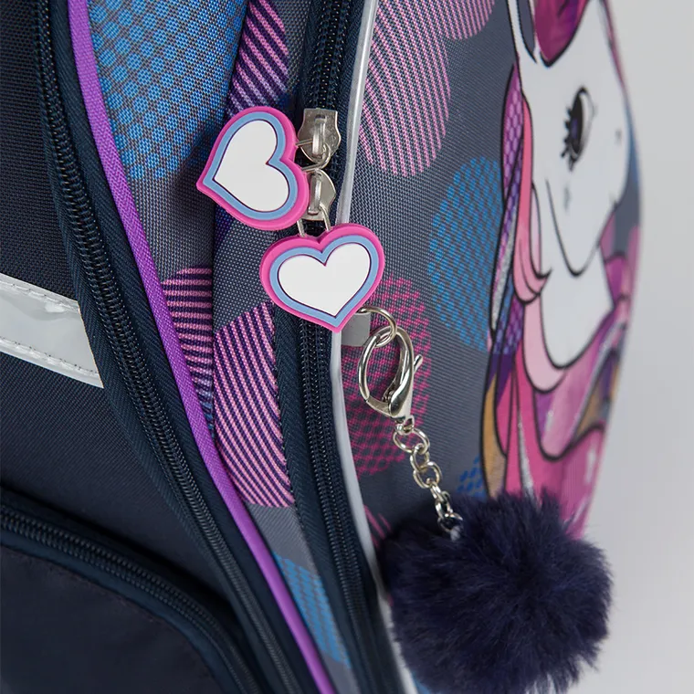 Kayokki, plecak szkolny, 1-komorowy, Jednorożec - serduszka