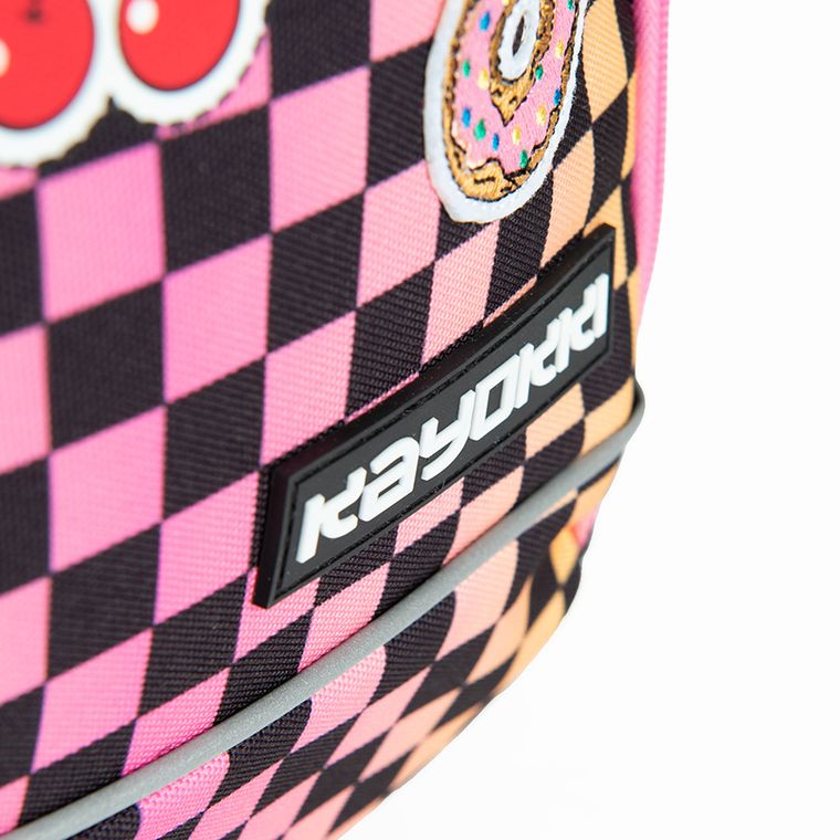 Kayokki, plecak szkolny, 2-komorowy, Szachownica różowo-pomarańczowa