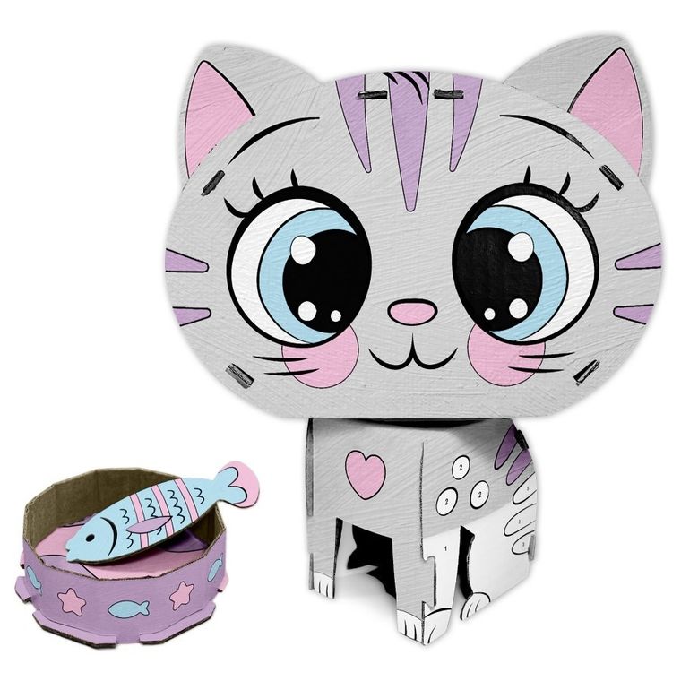 Kidea, figurka 3D, malowanie po numerach, kotek