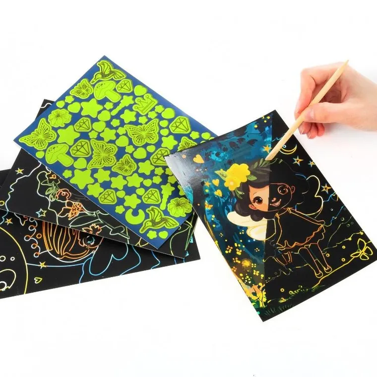 Kidea, wydrapywanka z kolorowanką, 2w1, świecąca w ciemności, magic