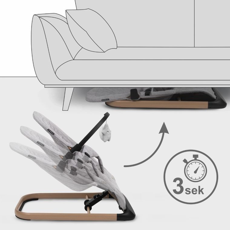 Kidwell, Laro, leżaczek bujaczek, Full Grey/Wooden