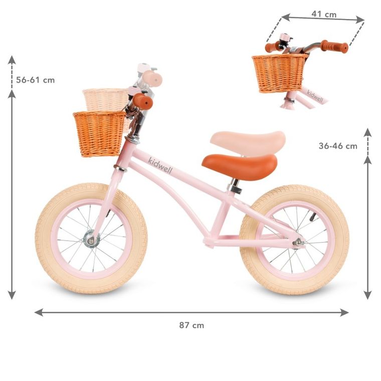Kidwell, Rebel, rowerek biegowy, klasyczny różowy