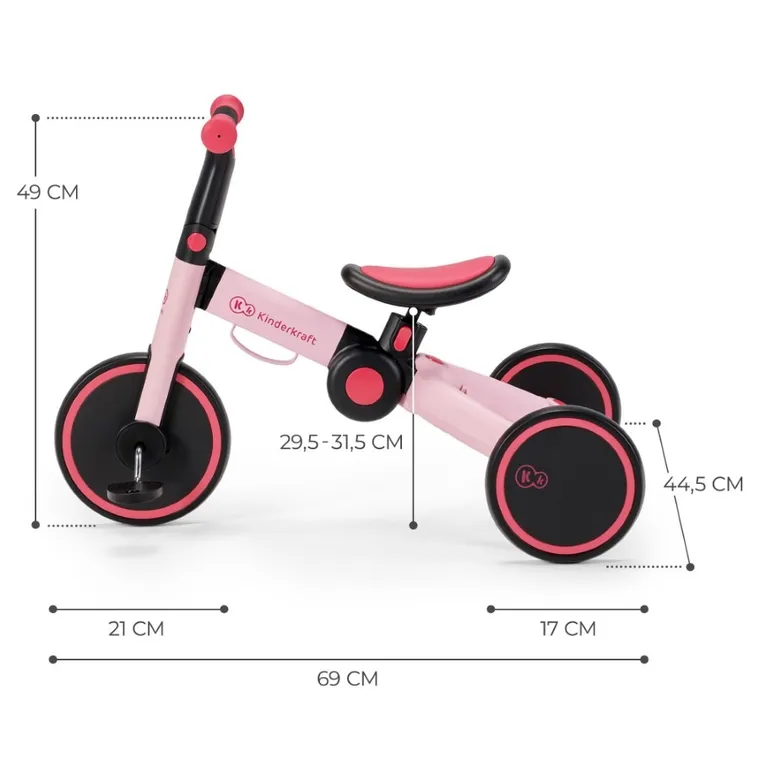 Kinderkraft, 4Trike, rowerek trójkołowy, Candy Pink