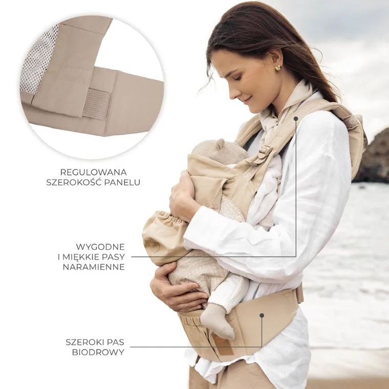 Kinderkraft, Bizuu, Huggy, nosidełko ergonomiczne, Dune Whisper