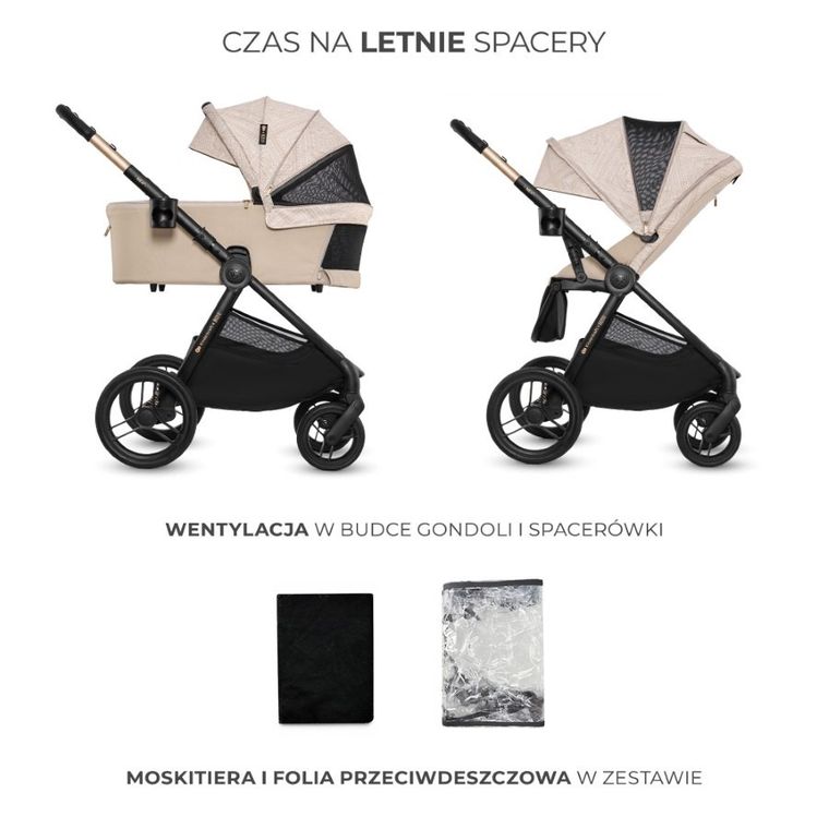 Kinderkraft, Bizuu, Nea 2, wózek wielofunkcyjny, 2w1, Dune Whisper