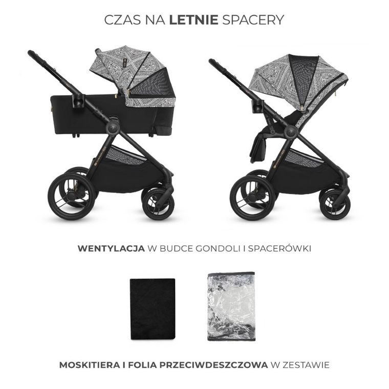 Kinderkraft, Bizuu, Nea 2, wózek wielofunkcyjny 2w1, Lunar Black