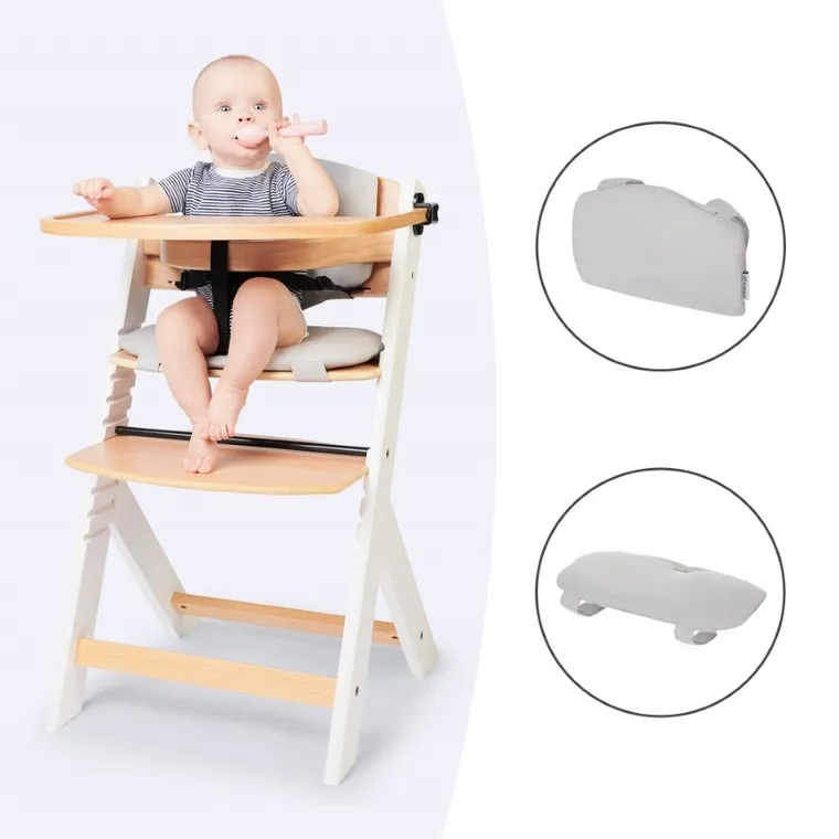 Kinderkraft, Enock, krzesełko do karmienia z poduszką, 3w1, White
