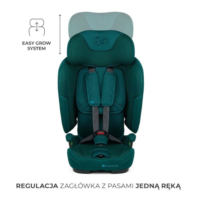 Kinderkraft, FIX2GO, i-Size, fotelik samochodowy, Green, 76-150 cm
