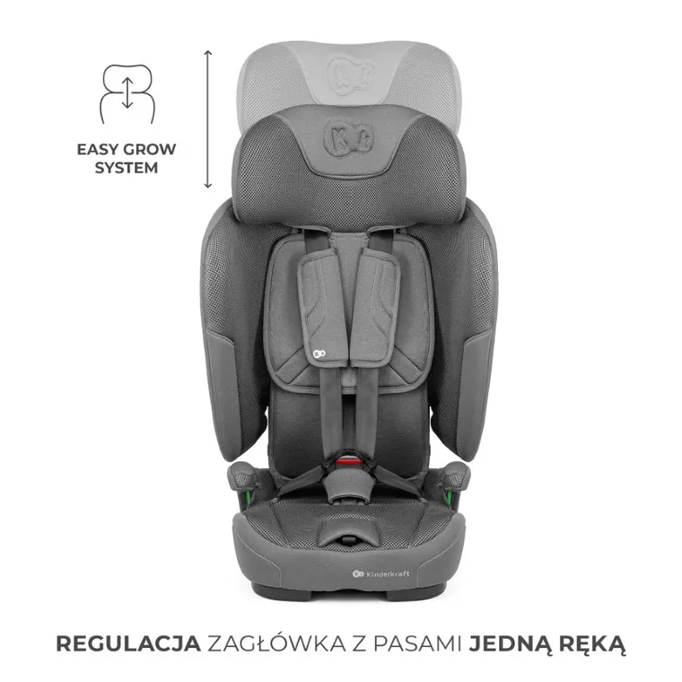 Kinderkraft, FIX2GO, i-Size, fotelik samochodowy, Grey, 76-150 cm