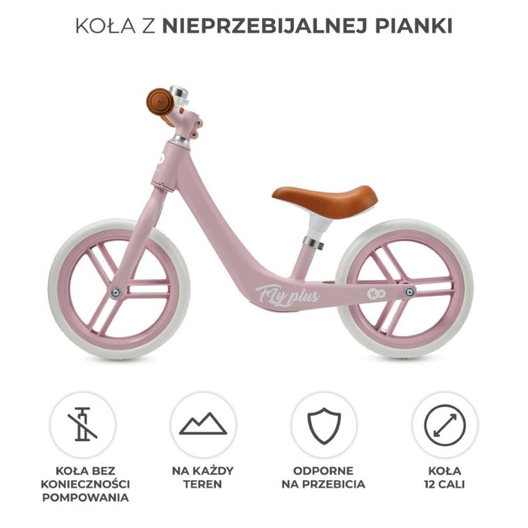 Kinderkraft, Fly Plus, rowerek biegowy, powder pink