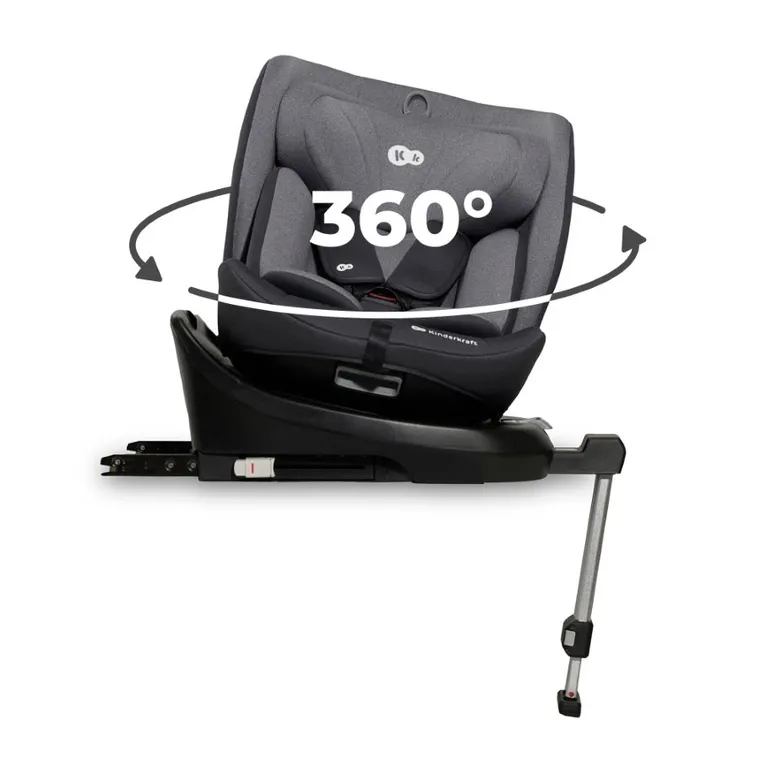 Kinderkraft, fotelik samochodowy 360, I-size, Grey, 40-150 cm