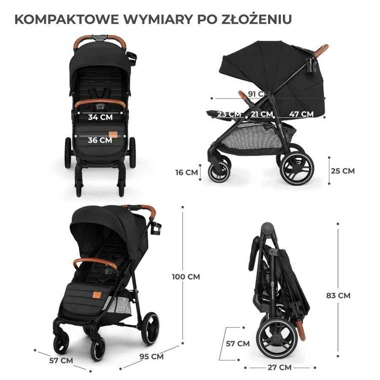Kinderkraft, Grande Plus, wózek spacerowy, Black